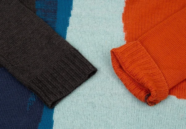 ヒロココシノ トランクHIROKO KOSHINO TRUNK ウールアクリルパネルボートネックニットセーター マルチ38 K-104974_007