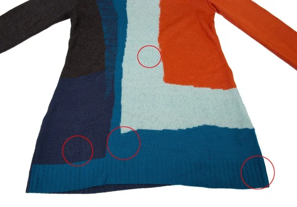 ヒロココシノ トランクHIROKO KOSHINO TRUNK ウールアクリルパネルボートネックニットセーター マルチ38 K-104974_008