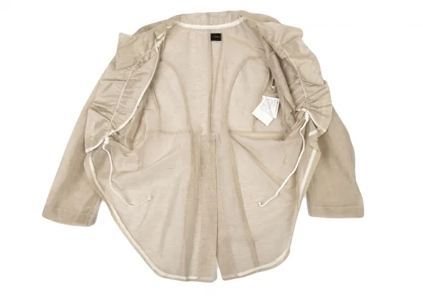 コムデギャルソンCOMME des GARCONSリネンボタンレス光沢モーニングジャケット ベージュM K-105022_013