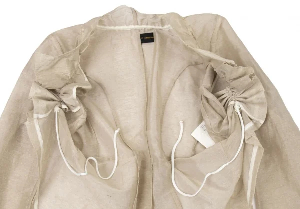 コムデギャルソンCOMME des GARCONSリネンボタンレス光沢モーニングジャケット ベージュM K-105022_014