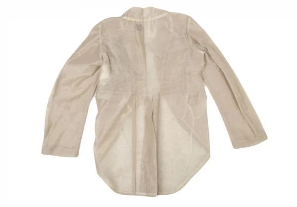 コムデギャルソンCOMME des GARCONSリネンボタンレス光沢モーニングジャケット ベージュM K-105022_015