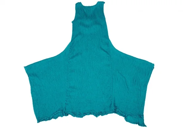 イッセイミヤケ ミーISSEY MIYAKE me クレープノースリーブフレアドレープワンピース ターコイズF K-105038_010