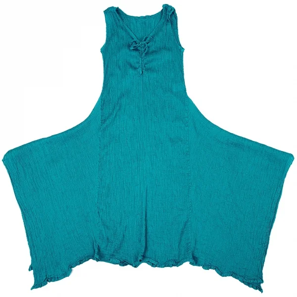 イッセイミヤケ ミーISSEY MIYAKE me クレープノースリーブフレアドレープワンピース ターコイズF K-105038_002