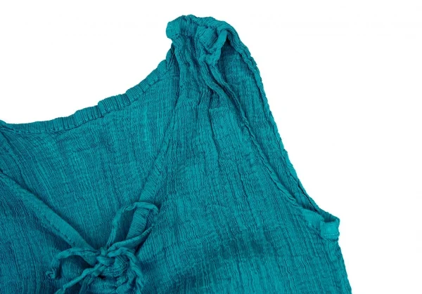 イッセイミヤケ ミーISSEY MIYAKE me クレープノースリーブフレアドレープワンピース ターコイズF K-105038_005