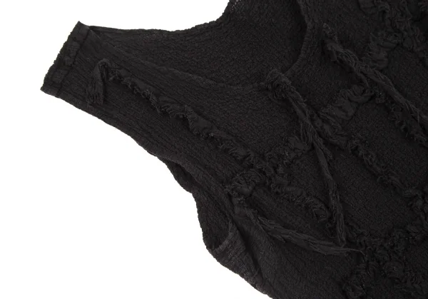 イッセイミヤケ ミーISSEY MIYAKE me コットンカリフラワーフロントボックス装飾ノースリーブワンピース 黒F K-105039_006