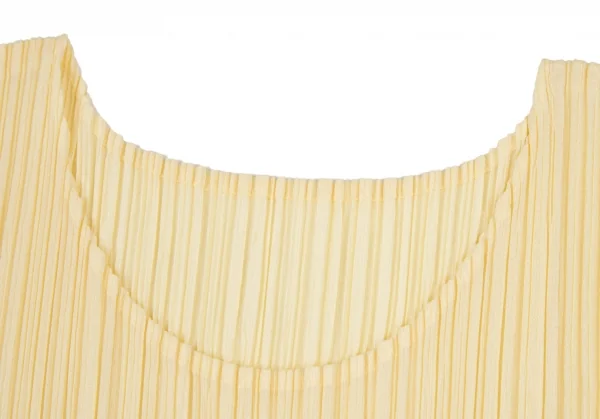 プリーツプリーズPLEATS PLEASE プリーツハイビスカスプリントフリンジカットソー クリームマルチ3 K-105044_003