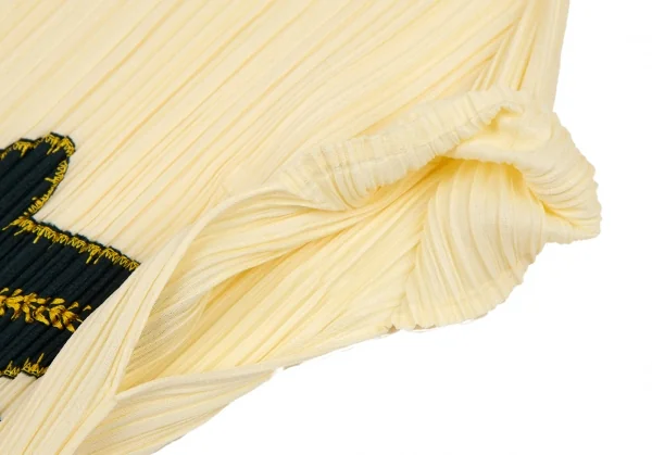 プリーツプリーズPLEATS PLEASE プリーツハイビスカスプリントフリンジカットソー クリームマルチ3 K-105044_005