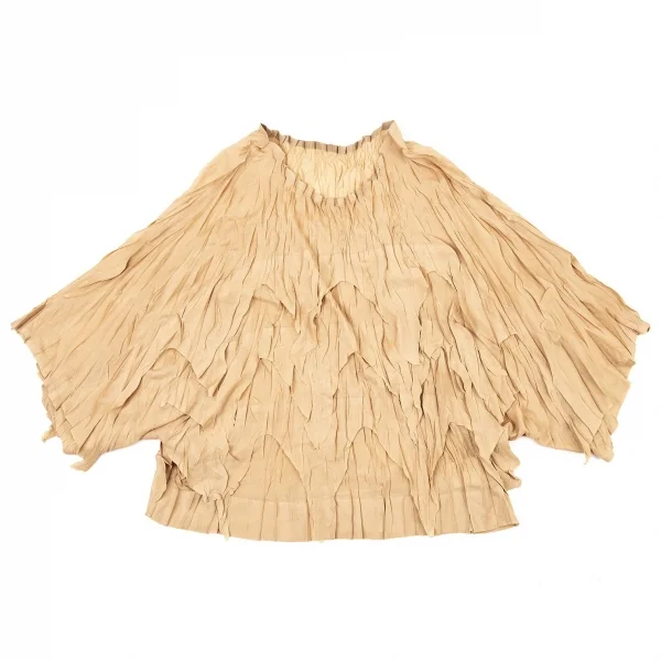 プリーツプリーズPLEATS PLEASE カッティングフリンジシースルードルマンカットソー ベージュ3 K-105052_002