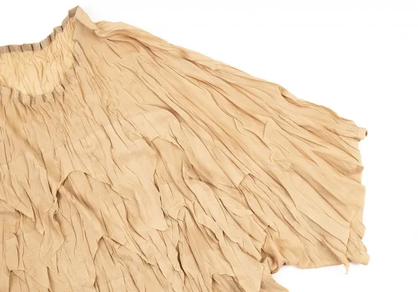 プリーツプリーズPLEATS PLEASE カッティングフリンジシースルードルマンカットソー ベージュ3 K-105052_004