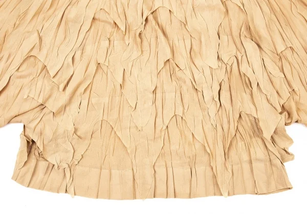 プリーツプリーズPLEATS PLEASE カッティングフリンジシースルードルマンカットソー ベージュ3 K-105052_006