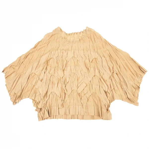 プリーツプリーズPLEATS PLEASE カッティングフリンジシースルードルマンカットソー ベージュ3 K-105052_008