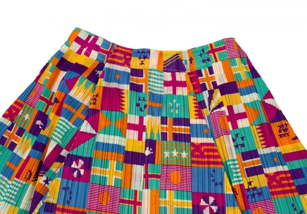 プリーツプリーズPLEATS PLEASE プリーツフラッグプリントフレアスカート マルチ5 K-105075_003