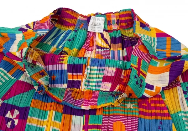 プリーツプリーズPLEATS PLEASE プリーツフラッグプリントフレアスカート マルチ5 K-105075_004