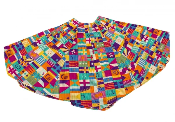 プリーツプリーズPLEATS PLEASE プリーツフラッグプリントフレアスカート マルチ5 K-105075_007