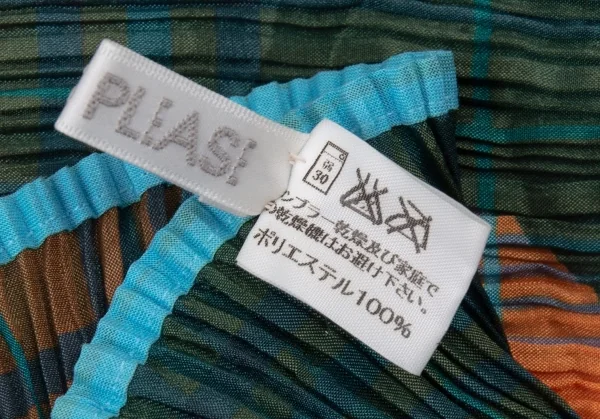 プリーツプリーズPLEATS PLEASE プリーツドットチェックストール カーキオレンジF K-105083_011