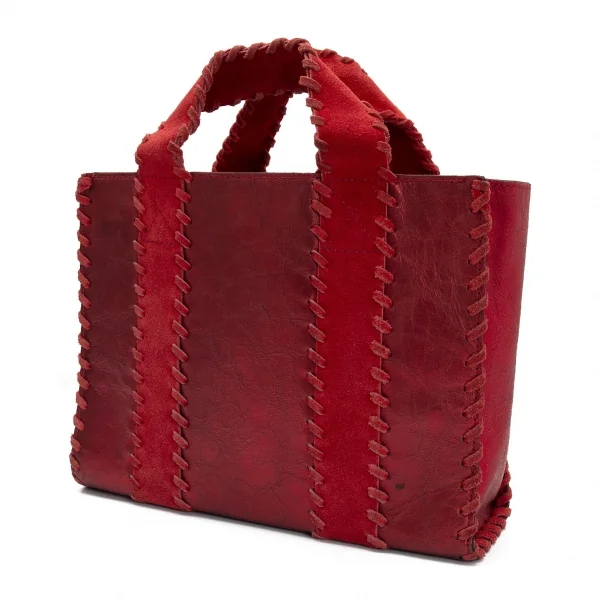 トリココムデギャルソンtricot COMME des GARCONS フォイルレザー巻きかがりトートバッグ 赤 K-105110_002