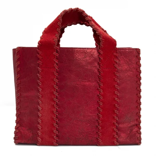 トリココムデギャルソンtricot COMME des GARCONS フォイルレザー巻きかがりトートバッグ 赤 K-105110_005