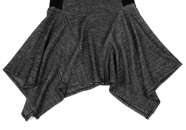 ヒロコビスHIROKO BIS ウールアセテートリブニット切替ノースリーブフレアワンピース 黒9 K-105115_005