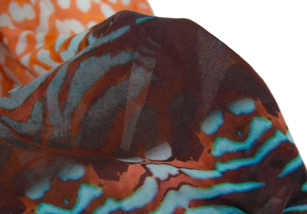 ヒロコビスHIROKO BIS キュプラコットンタイダイ染め大判ストール オレンジ水色 K-105126_004