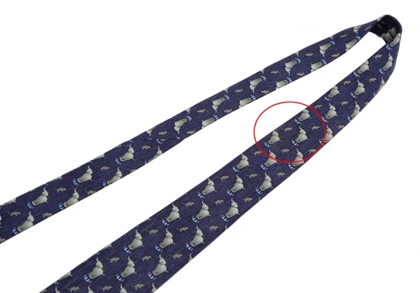 エルメスHERMES シルクサーカス象ネクタイ 青 K-105129_003