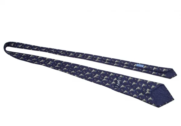 エルメスHERMES シルクサーカス象ネクタイ 青 K-105129_007