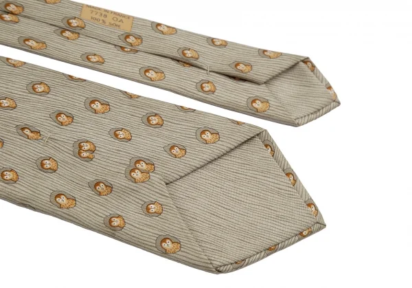 エルメスHERMES シルクフクロウネクタイ グレージュ K-105131_013