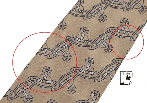 ヴィヴィアンウエストウッドVivienne Westwood シルク斜行ラインオーブネクタイ ベージュ K-105132_003