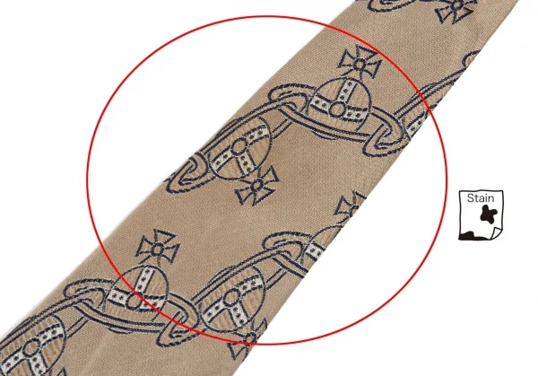 ヴィヴィアンウエストウッドVivienne Westwood シルク斜行ラインオーブネクタイ ベージュ K-105132_005