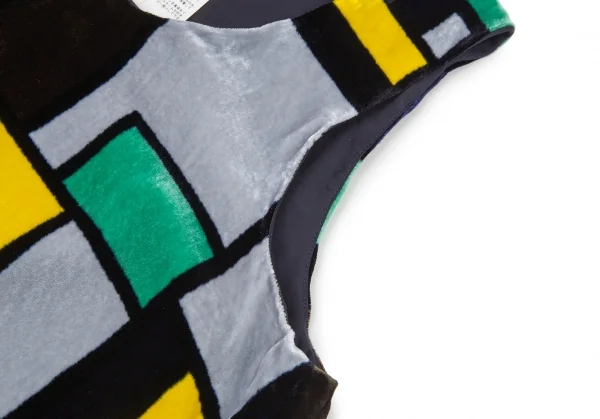 バッカBACCA ボックスプリントベロアノースリーブトップス 黒黄緑38 K-105179_004