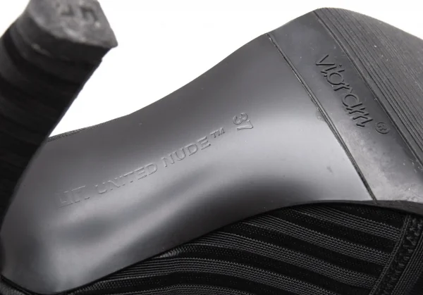 ユナイテッドヌードUNITED NUDE Fold Hi フォールドハイ ストライプブーティ 黒37(23.5cm位) K-105201_009