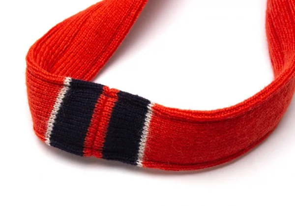 新品!コムデギャルソンCOMME des GARCONS スワロフスキー装飾ラインニットリメイクショルダーバッグ オレンジ紺 K-105236_011