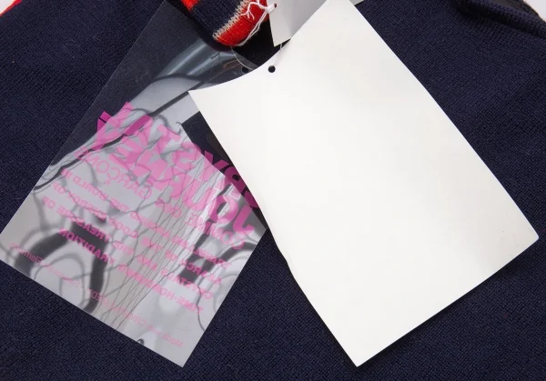 新品!コムデギャルソンCOMME des GARCONS スワロフスキー装飾ラインニットリメイクショルダーバッグ オレンジ紺 K-105236_013