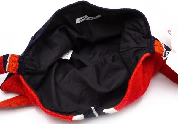 新品!コムデギャルソンCOMME des GARCONS スワロフスキー装飾ラインニットリメイクショルダーバッグ オレンジ紺 K-105236_014