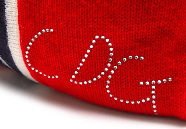 新品!コムデギャルソンCOMME des GARCONS スワロフスキー装飾ラインニットリメイクショルダーバッグ オレンジ紺 K-105236_005