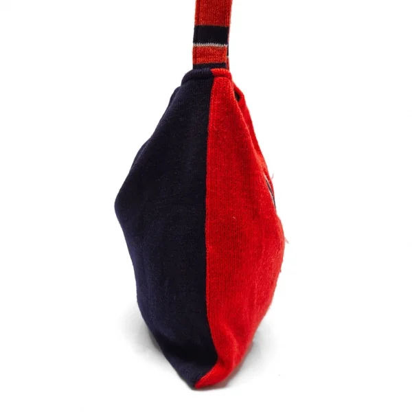 新品!コムデギャルソンCOMME des GARCONS スワロフスキー装飾ラインニットリメイクショルダーバッグ オレンジ紺 K-105236_008