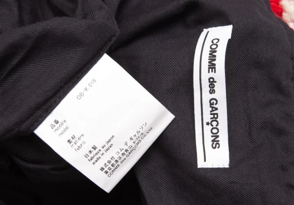 新品!コムデギャルソンCOMME des GARCONS スワロフスキー装飾ノルディックニットリメイクトートバッグ 赤白 K-105237_012