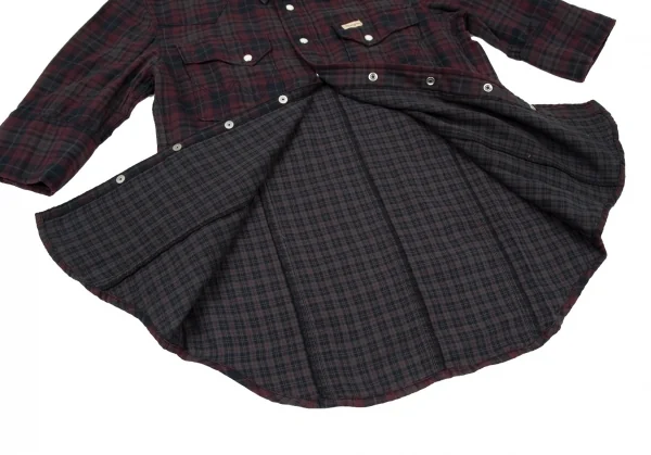 エーケーエム×ラングラーAKM×Wrangler ウエスタンチェック半袖シャツ グレーエンジS K-105247_010