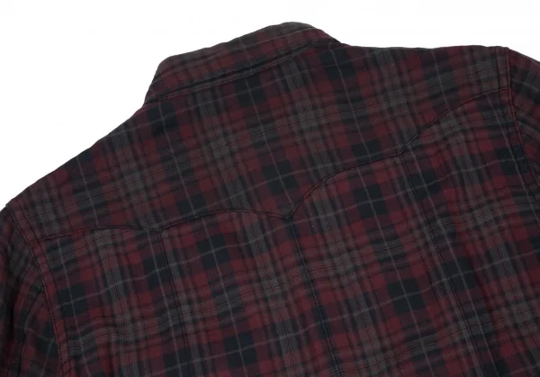 エーケーエム×ラングラーAKM×Wrangler ウエスタンチェック半袖シャツ グレーエンジS K-105247_012