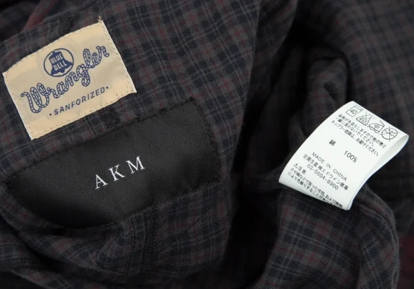 エーケーエム×ラングラーAKM×Wrangler ウエスタンチェック半袖シャツ グレーエンジS K-105247_014