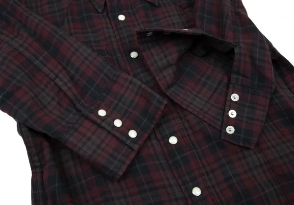 エーケーエム×ラングラーAKM×Wrangler ウエスタンチェック半袖シャツ グレーエンジS K-105247_008