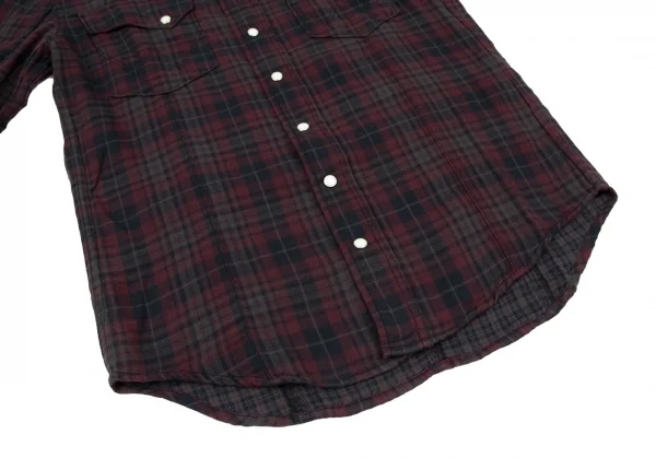 エーケーエム×ラングラーAKM×Wrangler ウエスタンチェック半袖シャツ グレーエンジS K-105247_009