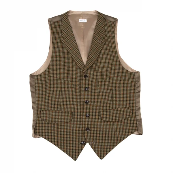 ポールスミスPaul Smith ガンクラブチェックジレベスト ベージュ茶M K-105250_001