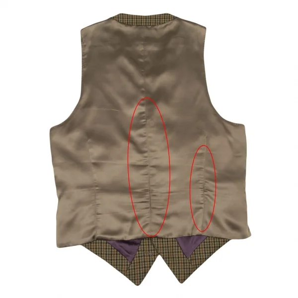 ポールスミスPaul Smith ガンクラブチェックジレベスト ベージュ茶M K-105250_010