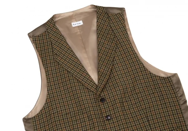 ポールスミスPaul Smith ガンクラブチェックジレベスト ベージュ茶M K-105250_002