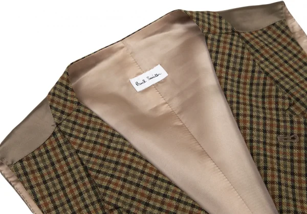 ポールスミスPaul Smith ガンクラブチェックジレベスト ベージュ茶M K-105250_003