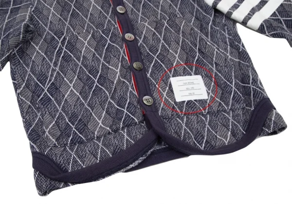 トムブラウンTHOM BROWNE 4BARアーガイルチェックボタンパーカー 0 グレー紺00 K-105251_010