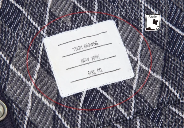 トムブラウンTHOM BROWNE 4BARアーガイルチェックボタンパーカー 0 グレー紺00 K-105251_011