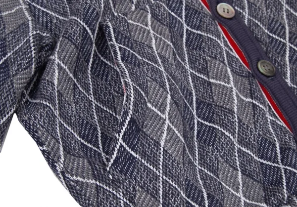 トムブラウンTHOM BROWNE 4BARアーガイルチェックボタンパーカー 0 グレー紺00 K-105251_012