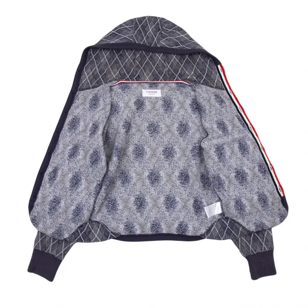 トムブラウンTHOM BROWNE 4BARアーガイルチェックボタンパーカー 0 グレー紺00 K-105251_014