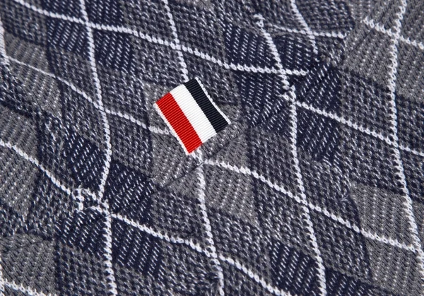 トムブラウンTHOM BROWNE 4BARアーガイルチェックボタンパーカー 0 グレー紺00 K-105251_016